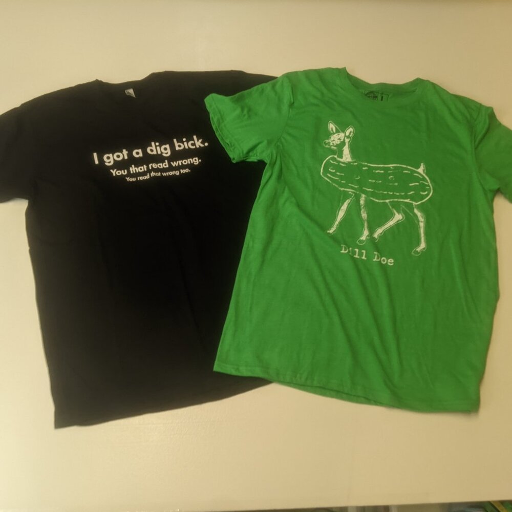 Two Size Large Adult Content Short Sleeved Tees